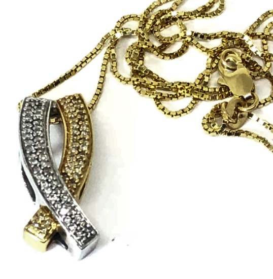 14KT TWO TONE DIAMOND PENDANT