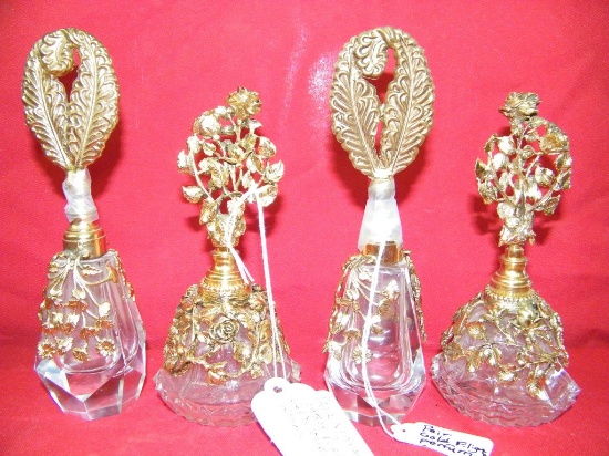 LOT OF 4 FRENCH ANTIQUE PERFUME BOTTLES