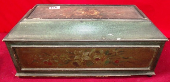 ANTIQUE HAND PAINTED WOOD BOX