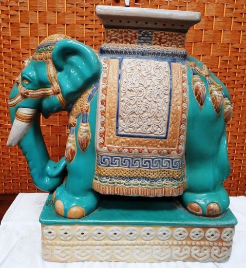 ORNATE ELEPHANT GARDEN STOOL