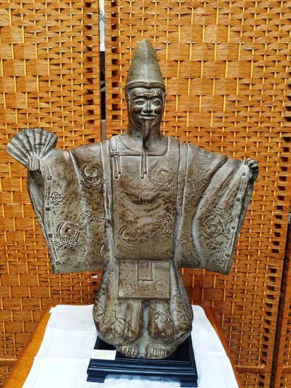 24" TALL ASIAN SCULPTURE ON BLACK STAND