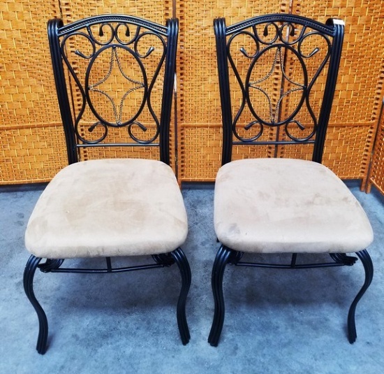 PAIR OF METAL & HEAVY QUALITY SIDE CHAIRS