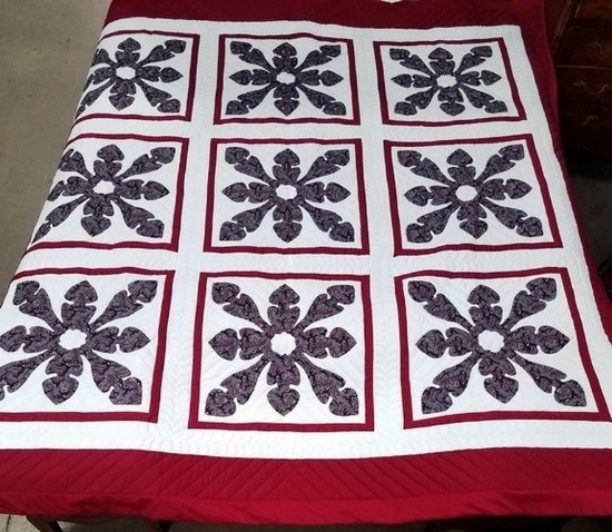 HAND MADE W/ LOVE QUILT "DOUBLE HEARTS" ($900.00)