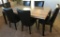 MARBLE TOP DINING ROOM TABLE W/ 6 GENUINE LEATHER CHAIRS