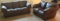 GORGEOUS SOFT ITALIAN BROWN LEATHER COUCH & LOVESEAT
