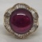 14KT GOLD RUBY AND DIAMOND RING