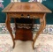 CARVED WALNUT SQUARE TOP END TABLE