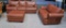 3PC BROWN LEATHER COUCH, CHAIR, & OTTOMAN