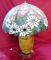 LEADED GLASS SHADE LAMP WITH ASIAN FLAIR BASE LAMP