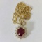 14KT YELLOW GOLD RUBY AND DIAMOND PENDANT