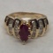 14 KT GOLD RUBY  AND DIAMOND RING