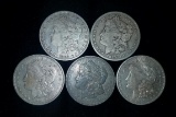 LOT OF 5 SILVER MORGAN DOLLARS - SEE PICS FOR YEARS & CONDITION