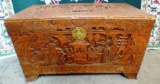 ASIAN HEAVILY CARVED ANTIQUE TRUNK