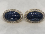 18KT GOLD BLUE SAPPHIRE AND DIAMOND EARRINGS
