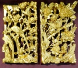 PAIR OF GOLD COLOR WOOD CARVINGS