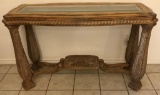GLASS TOP INSERT CONSOLE TABLE - ELEGANT & ORNATE