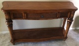 LIKE NEW CONSOLE TABLE (RATTAN WOOD PATTERN)
