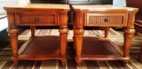 LIKE NEW PAIR OF END TABLE (RATTAN WOOD PATTERN)