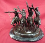 SIGNED REMINGTON BRONZE ON MARBLE BASE 