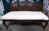 RATTAN BACK BENCH WITH PADDED SEAT