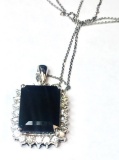 14KT WHITE GOLD GREEN TOURMALINE AND DIAMOND NECKLACE