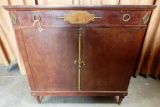 TWO DOOR FRENCH MAGOHANY COMMODE WITH DRAWER