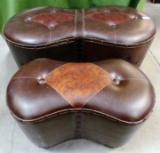 PAIR OF MATCHING TWO-TONE OTTOMANS