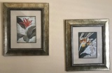 PAIR OF SILVER FRAMED FLORAL PICTURES WALL ART