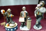 LOT OF THREE EMMET KELLY COLLECTIBLE FIGURINES (ONE MUSICAL)