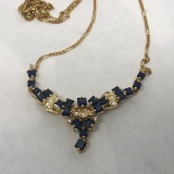 18KT GOLD BLUE SAPPHIRE AND DIAMOND NECKLACE