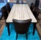 LIKE NEW STONE TOP TABLE & 6 LEATHER CHAIRS -$3,399.00 RETAIL