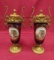 PAIR OF BLUE & BRASS PORCELAIN VASES W/ LIDS