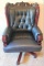 EXECUTIVE MAHOGANY FRAMED BLACK LEATHER OFFICE CHAIR