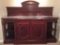 GRAY/WHITE MARBLE TOP MAHOGANY ELEGANT SIDEBOARD