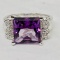 14KT WHITE GOLD AMETHYST AND DIAMOND RING