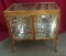GOLD MEATAL & GLASS 2 DOORED DISPLAY CABINET