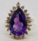 14KT YELLOW GOLD AMETHYST AND DIAMOND RING