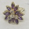 14KT YELLOW GOLD AMETHYST AND DIAMOND RING