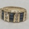 14KT YELLOW GOLD BLUE SAPPHIRE AND DIAMOND RING