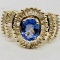 14KT YELLOW GOLD TANZANITE & DIAMOND RING