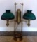 VINTAGE BRASS DESK LAMP WITH GREEN GLASS SHADES