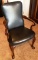 BLACK OFFICE ARM CHAIR - CHERRY WOOD FRAMED