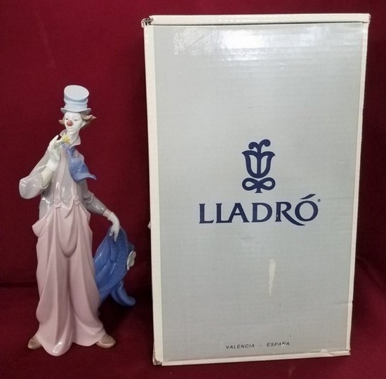 14" LLADRO CLOWN WITH BLUE JACKET & ORIGINAL BOX