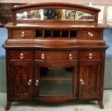 NEW IN BOX QUALITY SIDEBOARD W/ MIRRORED BACK - CHERRY COLOR