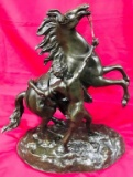 SIGNED BRONZE - MAN & HORSE