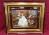 GOLD FRAMED SIGNED CANVAS  - FRENCH SCENE