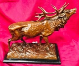 SIGNED P.J. MENE DEER BRONZE ON MARBLE BASE