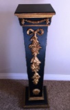 BLACK & GOLD WOOD PEDESTAL