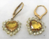 18KT YELLOW GOLD YELLOW SAPPHIRE AND DIAMOND EARRINGS