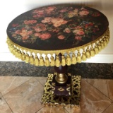 HAND PAINTED PEDESTAL LAMP TABLE